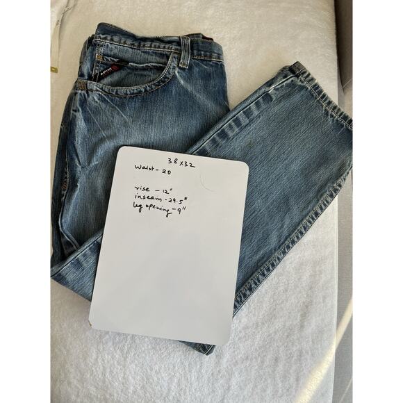 Ariat FR M3 Loose Fit Jeans Blue Men’s 38X32 Thrashed Grunge Work Cotton CAT2 - Picture 4 of 15